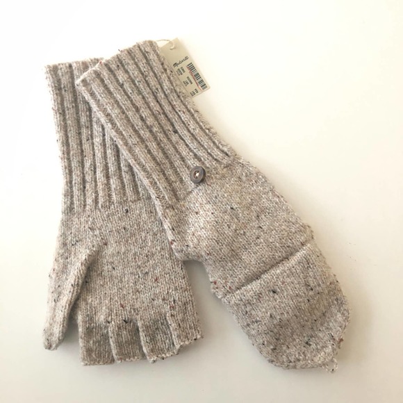 Madewell Fingerless Merino Wool Gloves Sand New - Picture 2 of 3